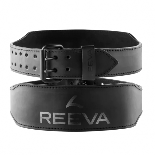Pas do podnoszenia ciężarów skórzany Black Leather Fitness Belt REEVA (1)
