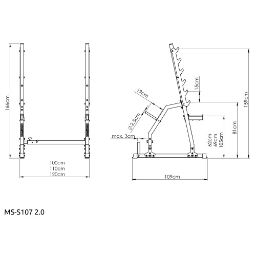 Stojaki bramowe z asekuracją i regulacją rozstawu MS-S107 2.0 MARBO (7)