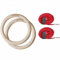 Drewniane kółka gimnastyczne z pasami (32 mm) THORN FIT